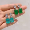 Dangle Earrings FFGems Brazilian Paraiba Emerald Tourmaline Silver Earring Created Blue Stone Square For Women Fine Jewelry Wholesale Party