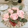 Dekorative Blumen, 3 Stück, Kerzenständer, Girlande, künstlicher Kranz, künstliche Tischplatte, weiße Ringe, Kränze, Blumen