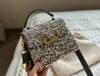 Borsa a mano lucida di lusso con paillettes 3D, ricami alla moda, borse di fascia alta, da donna, apri e chiudi borse a tracolla a spalla singola alla moda