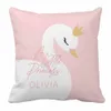 LVYZIHO Pink Cute Swan Crib Sheet Set Custom Name Baby Girl Bedding Shower Gift 240313