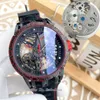 Top Quality mens watch Automatic movement Duotone Skeleton dial Luxusuhr Multifunction Tourbillon Wristwatches Rubber band orologi304A