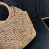 Beige Designer-Bast-Häkelstroh-Korbtasche für Damen, runder Kreis, Tragegriff oben, tägliches Outfit für den Urlaub, großes Fassungsvermögen, Outdoor-Sacoche-Schulterhandtasche, 30 x 28 cm