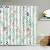 Shower Curtains Floral Shower Curtain Garden Wild Plant Leaf Flower Butterfly Retro Watercolor Art Bathroom Decor With Hook Waterproof Screen Y240316