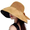 Breite Krempe Hüte Mode Sonnenhut Langlebige Frauen Sommer Sunbonnet Faltbare Fliege Dekor Kappe Für Outdoor