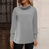 Women's Blouses High Collar Women Knit Top Loose Cozy Winter Wardrobe Ladies' Knitwear With Soft Thick Fabric For Casual