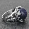 Vintage wholesale Fashionable Retro punk shining blue sand stainless steel ring for man and women