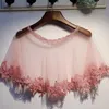 Scarves Women's Embroidery Pink Mesh Pashmina Female Summer Sunscreen Lace Shawl Cloak R2145