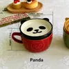 Tazze Simpatico Panda Tazza da caffè in ceramica Piattino Decorazione Cucina di casa Riutilizzabile Tè Colazione Latte potabile Set in porcellana