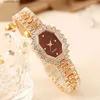 Other Watches Rhinestone Tonneau Pointer Quartz Ladies Luxury Starry Dial Analog Party Dress Gift For Women/Her Y240316