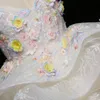 Lussuosi abiti da ragazza di fiori Abito da ballo Perle di pizzo Cristalli con perline Organza Lilttle Bambini Compleanno Spettacolo Abiti da sposa Principessa per bambino Bambino Abito da festa di nozze