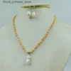 Promotion des ensembles de bijoux de mariage !Collier de perles baroques naturelles de 4MM/6mm (17 pouces), pendentif et boucles d'oreilles, ensemble classique Q240316