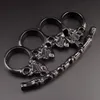 Skull Metal Knuckle Duster Four Finger Buckle Boxing Cover Defense Boxing Outdoor Security Defense EDC Tool