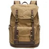 Mochila masculina vintage mochila impermeável couro de lona encerado 15.6 Polegada saco de computador portátil grande pacote de viagem ao ar livre sacos