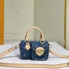 24SS Femmes Nano Designer De Luxe Denim Totes Sacs À Main Shouder Bandoulière Dames Sacs À Main Avec Pochette En Métal D'origine Bourse Pochette 16cm