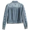 L1066 Giacca da design vintage Donne Donne a maniche lunghe jean jackets denim cappotto femminile
