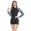 Kobiety stroje kąpielowe 2023 Kobiety z długim snem RashGuard Swiathort One Piece Pash Surfing Surfing Ladies Swimsuits Zip Up Upf 50+ -krąży SITC24315