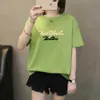 2024夏の新しい手紙短袖Tシャツレディース韓国版多用途の丸いネックピュアコットントップトレンディでファッショナブルなレディースウェア