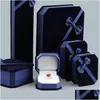 Smycken lådor blå veet bowknot smycken förpackning hållare förvaring lådor för hänge halsband charm armband ring örhänge armband displa dhpec