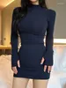 Casual Dresses Womengaga Korea 2024 Autumn/Winter Style Slim Half High Neck Longeepes Hip Sexy Korean Women 8fcl