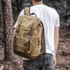 Mochila masculina vintage mochila impermeável couro de lona encerado 15.6 Polegada saco de computador portátil grande pacote de viagem ao ar livre sacos