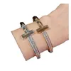 Tifaniym classico Bracciale versione alta V placcato oro rosa con diamante pieno rettangolare per uomo e donna liscio semplice mezzo stile EZOE