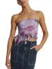 Tanques femininos Tanksrdeytl Mulheres 4 de julho Bandeau Tube Top Strapless Off Ombro Backless Lace Patchwork Crop Tank Verão Saindo Colete