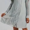 캐주얼 드레스 여성 드레스 전망 레이스 둥근 목이 긴 소매 직선 메쉬 패치 워크 A- 라인 통근 무릎 길이 파티 파티 스프링