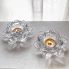 Candle Holders Crystal Flower Figurine Home Wedding Decoration Clear Glass Lotus Craft Candlestick Holder Table Ornaments Souvenir Gifts