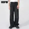 IEFB Mens Jeans Korean Personality Straight Wide Leg Pants 2023 Fashion Autumn Winter Vintage Male Trousers 9A5577 240314