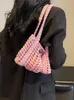 Evening Bags Japanses Style Woolen Knitted Handbag Crochet Braid Art Hollow Out Shoulder Bag For Women 2024 Lady Travel Underarm