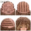 Idolla Short Curly Blonde Wig Synthetic Afro Kinky Curly Wig with Bangs for黒人女性自然オンブルブロンドコスプレウィッグ240305