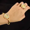 Bröllop smycken set trkiye mynt guld smycken set 24k guldpläterad zirkon lyxhalsband set Mellanöstern Dubai komplett bröllopsfest tillbehör Q240316