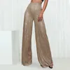 Women's Pants Women Sequin Fashion High Waist Sparkle Glitter Wide Leg Joggers Streetwear Party Clubwear Trousers Pantalones