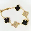 Designer Jewelry Four Leaf Clover Bracelet Pure Gold Bracelet Vanly Clean Bracelet Advanced New 925 Five Flower Bracelet Colorless Bracelet 3877