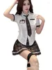 Work Dresses Lingerie JK Sexy Student Costume Cos Uniform Temptation Mature Charm Summer Short Skirt With Pleated Plaid Set AX79