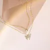 Nieuwe designer sieraden dubbele laag vlinder ketting ketting Koreaanse editie mousserende diamant trendy nekhaan licht hoog gevoel veelzijdig