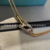Designer V-gold matériel tiffay and co diamant clouté fer à cheval double anneau collier chaîne fabriquée à la main clavicule haut de gamme