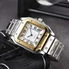 2023 New Men's Hollow Out Design Watch عالية الجودة الكوارتز مشاهدة Square Square Steel Steel Metal Strap