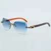 Fashion-cut lens klassiek boeket diamanten zonnebril 8300817 met natuurlijk oranje hout armgrootte 18-135 mm