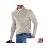 Herrpolos Autumn Winter Mens T-shirt Varm långärmad V-Neck Fleece Zipper Casual Top Men Clothing S-5XL C0052240228 Drop Leverans Otuj4