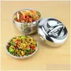 Lunch Boxes Bags Double Wall Stainless Steel Apple Box Picnic With Handle Thermos Food Container 800Ml 1L 1.3L Tableware Dinnerware Dh2F9