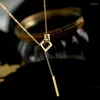 Hangerkettingen Elegant Temperament 316L Titanium Stalen Ketting Eenvoudige Prachtige Sleutelbeenketting In Hetzelfde Vierkant