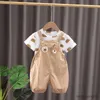 Kläder set nya sommar baby flickor pojkar kläder småbarn mode spädbarn barn björnar kläder kostymer solida t -skjorta overaller byxor 2 st/set