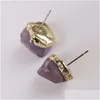 Stadnina Irregar Natural Crystal Stone Gold Studed Stud Ręcznie robione kolczyki