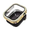 Caixa de vidro de relógio de diamante para Apple Watch Series 8 7 6 5 4 3 2 1 Capa 49mm 38mm 40mm 41mm 45mm 44mm Protetor de tela de vidro temperado 3D de moldura completa