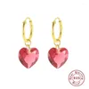 Pendientes de aro de Plata de Ley 925 con circonita y corazón para fiesta de cumpleaños, joyería elegante y creativa, accesorios de moda para mujer, regalo 2024