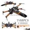 Blocs Blocs Stars Space Wars Poe Xwing Fighter Aircraft Model Building Bricks Moc 75102 Kit Jouets pour garçons Cadeau Enfants DIY 230818 Drop Dhuks