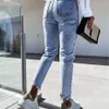 2024 Washed Denim with Distressed and Slimming Women's Jeans