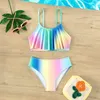 Costume da bagno per donna Ragazza 12 Costume da bagno per bambini Costume da bagno due pezzi Tie Dye Bikini Set Abiti con volant Tankini 7-14 Y Abiti da vacanza