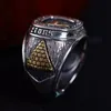 D 925 Sterling Silver Vintage Mens Ring Graved God Eye Paled CZ Stone Biker Rings Personlig överdriven justerbar 240305